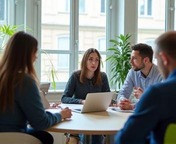 Équipe RH travaillant en collaboration dans un bureau lumineux à Paris